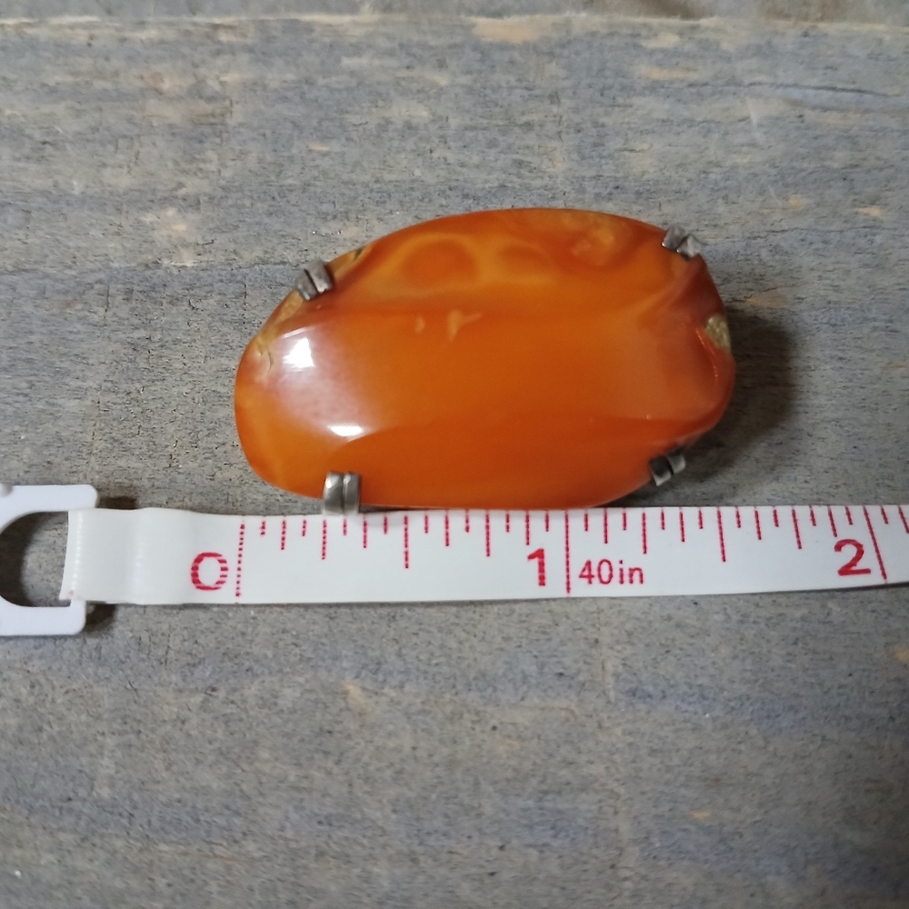 Antique .999 Silver Natural Butterscotch Egg Yolk Baltic Amber Brooch Pin Marked - Picture 16 of 16